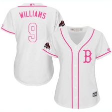 Women's Majestic Boston Red Sox #9 Ted Williams Authentic White Fashion 2018 World Series Champions MLB Jersey