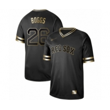 Men's Boston Red Sox #26 Wade Boggs Authentic Black Gold Fashion Baseball Jersey