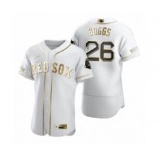 Men's Boston Red Sox #26 Wade Boggs Nike White Authentic Golden Edition Jersey