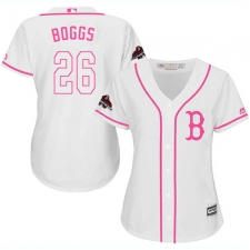 Women's Majestic Boston Red Sox #26 Wade Boggs Authentic White Fashion 2018 World Series Champions MLB Jersey