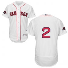 Men's Majestic Boston Red Sox #2 Xander Bogaerts White Home Flex Base Authentic Collection 2018 World Series Champions MLB Jersey
