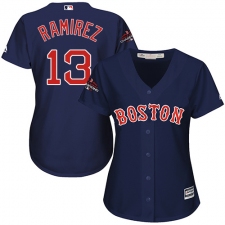 Women's Majestic Boston Red Sox #13 Hanley Ramirez Authentic Navy Blue Alternate Road 2018 World Series Champions MLB Jersey