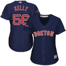 Women's Majestic Boston Red Sox #56 Joe Kelly Authentic Navy Blue Alternate Road 2018 World Series Champions MLB Jersey