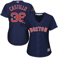 Women's Majestic Boston Red Sox #38 Rusney Castillo Authentic Navy Blue Alternate Road 2018 World Series Champions MLB Jersey