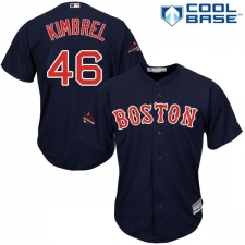 Youth Majestic Boston Red Sox #46 Craig Kimbrel Authentic Navy Blue Alternate Road Cool Base 2018 World Series Champions MLB Jersey