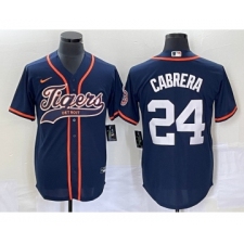 Men's Detroit Tigers #24 Miguel Cabrera Navy Cool Base Stitched Baseball Jersey