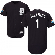 Men's Majestic Detroit Tigers #1 Jose Iglesias Navy Blue Alternate Flex Base Authentic Collection MLB Jersey
