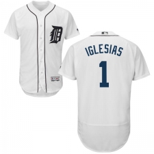 Men's Majestic Detroit Tigers #1 Jose Iglesias White Home Flex Base Authentic Collection MLB Jersey