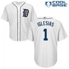 Women's Majestic Detroit Tigers #1 Jose Iglesias Replica White Home Cool Base MLB Jersey