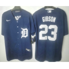 Men's Detroit Tigers #23 Kirk Gibson Navy Blue Stitched Cool Base Jersey