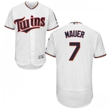 Men's Majestic Minnesota Twins #7 Joe Mauer White Home Flex Base Authentic Collection MLB Jersey