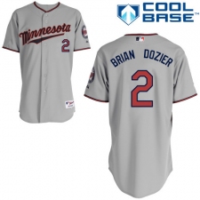 Youth Majestic Minnesota Twins #2 Brian Dozier Replica Grey Road Cool Base MLB Jersey