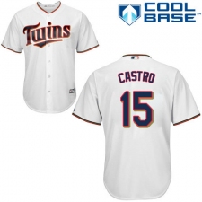 Men's Majestic Minnesota Twins #15 Jason Castro Replica White Home Cool Base MLB Jersey