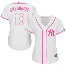 Women's Majestic New York Yankees #18 Didi Gregorius Replica White Fashion Cool Base MLB Jersey