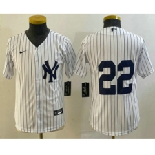 Youth New York Yankees #22 Jacoby Ellsbury White Jersey