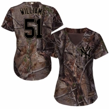 Women's Majestic New York Yankees #51 Bernie Williams Authentic Camo Realtree Collection Flex Base MLB Jersey