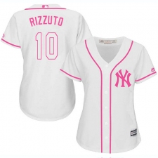 Women's Majestic New York Yankees #10 Phil Rizzuto Replica White Fashion Cool Base MLB Jersey