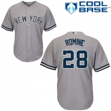 Youth Majestic New York Yankees #28 Austin Romine Replica Grey Road MLB Jersey