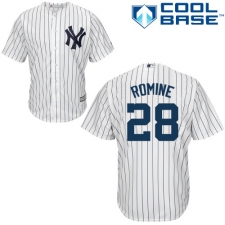 Youth Majestic New York Yankees #28 Austin Romine Replica White Home MLB Jersey