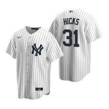 Men's Nike New York Yankees #31 Aaron Hicks White Home Stitched Baseball Jersey