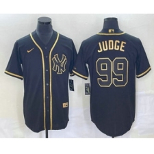 Men's New York Yankees #99 Aaron Judge Black Gold Stitched MLB Cool Base Nike Jersey