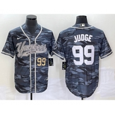 Men's New York Yankees #99 Aaron Judge Numbre Grey Camo Cool Base Stitched Baseball Jersey