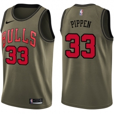 Men's Nike Chicago Bulls #33 Scottie Pippen Swingman Green Salute to Service NBA Jersey