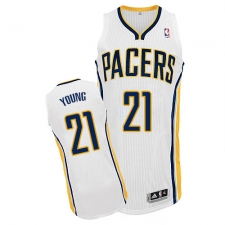 Men's Adidas Indiana Pacers #21 Thaddeus Young Authentic White Home NBA Jersey