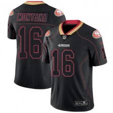 Men's Nike San Francisco 49ers #16 Joe Montana Limited Lights Out Black Rush NFL Jersey