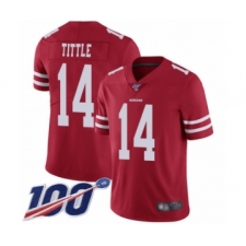 Men's San Francisco 49ers #14 Y.A. Tittle Red Team Color Vapor Untouchable Limited Player 100th Season Football Jersey