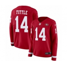 Women's Nike San Francisco 49ers #14 Y.A. Tittle Limited Red Therma Long Sleeve NFL Jersey