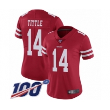 Women's San Francisco 49ers #14 Y.A. Tittle Red Team Color Vapor Untouchable Limited Player 100th Season Football Jersey