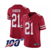 Men's San Francisco 49ers #21 Deion Sanders Red Team Color Vapor Untouchable Limited Player 100th Season Football Jersey