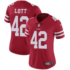 Women's Nike San Francisco 49ers #42 Ronnie Lott Elite Red Team Color NFL Jersey