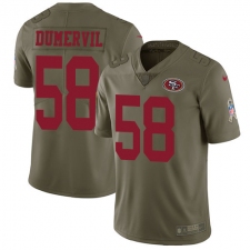 Youth Nike San Francisco 49ers #58 Elvis Dumervil Limited Olive 2017 Salute to Service NFL Jersey