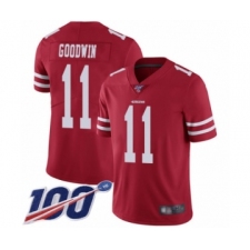 Men's San Francisco 49ers #11 Marquise Goodwin Red Team Color Vapor Untouchable Limited Player 100th Season Football Jersey