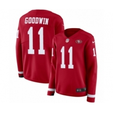 Women's Nike San Francisco 49ers #11 Marquise Goodwin Limited Red Therma Long Sleeve NFL Jersey