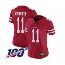 Women's San Francisco 49ers #11 Marquise Goodwin Red Team Color Vapor Untouchable Limited Player 100th Season Football Jersey