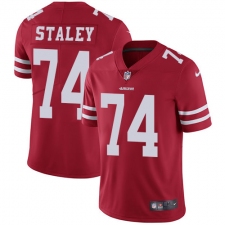 Men's Nike San Francisco 49ers #74 Joe Staley Red Team Color Vapor Untouchable Limited Player NFL Jersey