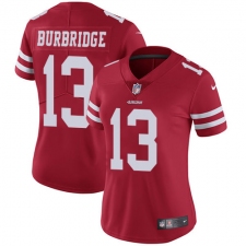 Women's Nike San Francisco 49ers #13 Aaron Burbridge Elite Red Team Color NFL Jersey