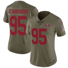 Women's Nike San Francisco 49ers #95 Cornellius Carradine Limited Olive 2017 Salute to Service NFL Jersey
