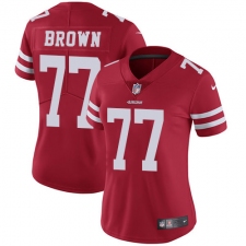 Women's Nike San Francisco 49ers #77 Trent Brown Elite Red Team Color NFL Jersey
