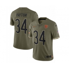 Men's Chicago Bears #34 Walter Payton 2022 Olive Salute To Service Limited Stitched Jersey