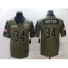 Men's Chicago Bears #34 Walter Payton Nike Olive 2021 Salute To Service Limited Player Jersey