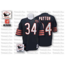 Mitchell and Ness Chicago Bears #34 Walter Payton Blue Team Color Big Number With Bear Patch Authentic Throwback NFL Jersey