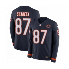 Youth Nike Chicago Bears #87 Adam Shaheen Limited Navy Blue Therma Long Sleeve NFL Jersey