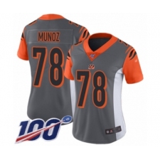 Women's Cincinnati Bengals #78 Anthony Munoz Limited Silver Inverted Legend 100th Season Football Jersey