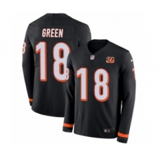 Men's Nike Cincinnati Bengals #18 A.J. Green Limited Black Therma Long Sleeve NFL Jersey
