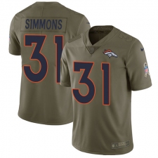 Youth Nike Denver Broncos #31 Justin Simmons Limited Olive 2017 Salute to Service NFL Jersey