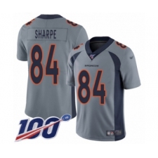 Men's Denver Broncos #84 Shannon Sharpe Limited Silver Inverted Legend 100th Season Football Jersey